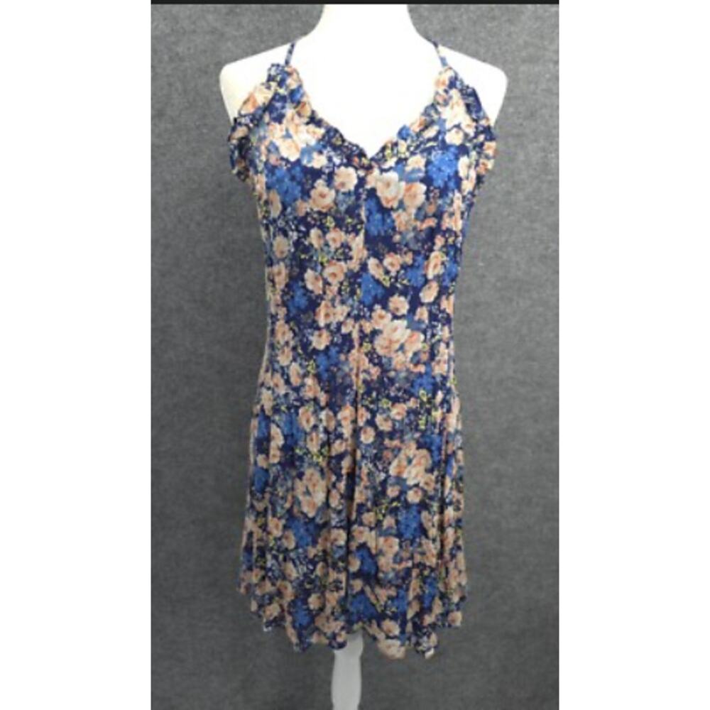 Rebecca Taylor Silk Floral Halter Dress Blue Slip Style Size 0